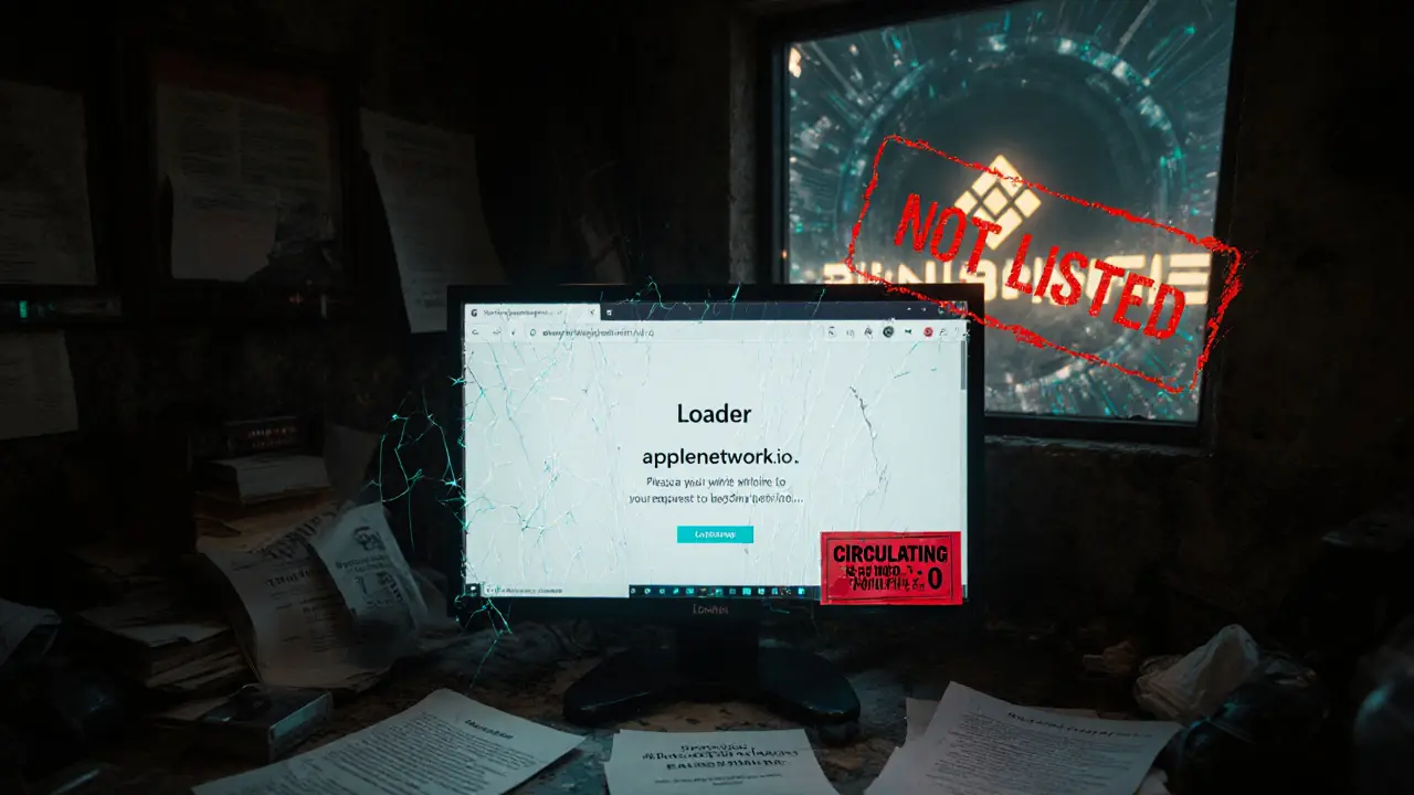 Hacker room with a broken loading screen and &#039;CIRCULATING SUPPLY: 0&#039; warning on scattered papers.