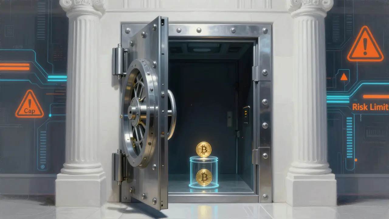 Bank vault with minimal crypto asset under strict cyberpunk rules