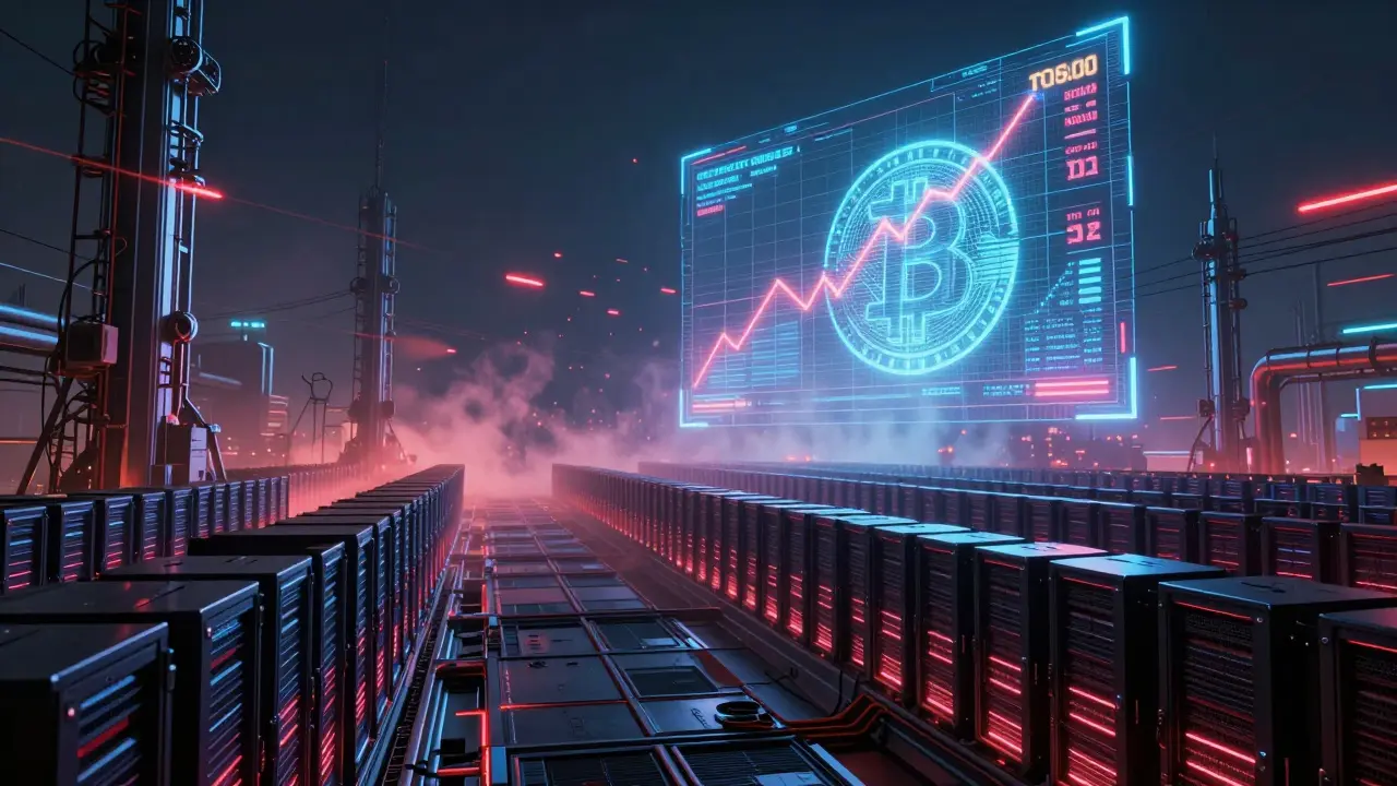 Massive industrial mining farm securing blockchain with high hash rate