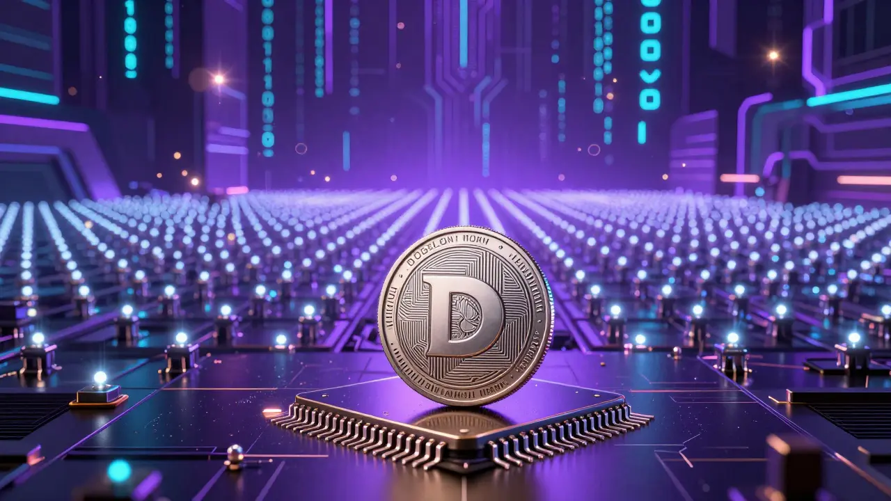 Single chip against an infinite sea of glowing particles representing token supply