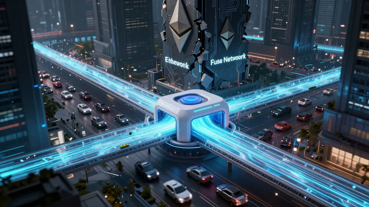 Futuristic data streams flowing on Fuse Network bypassing congested Ethereum infrastructure