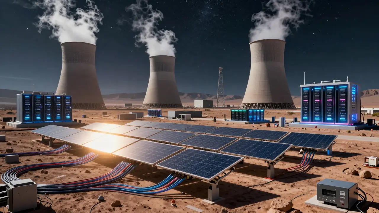 Global mix of solar and nuclear power for crypto mining