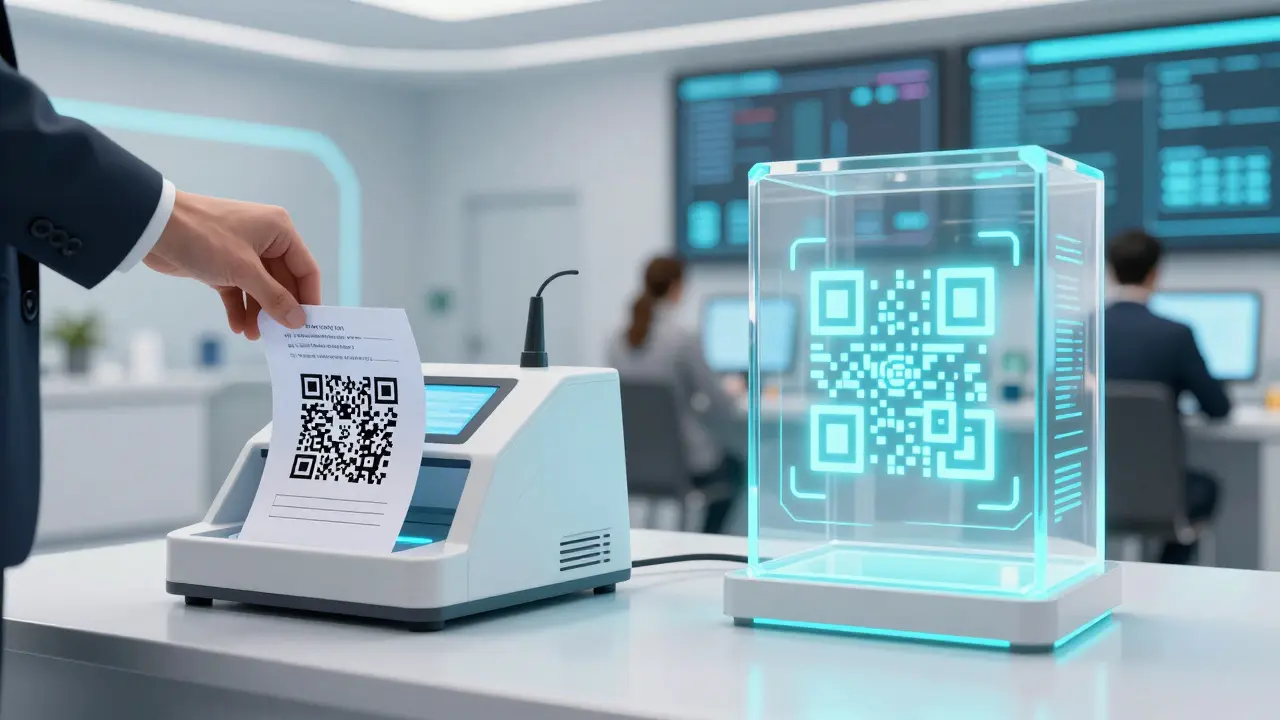Paper ballots converting to digital tokens in a secure, high-tech hybrid voting system