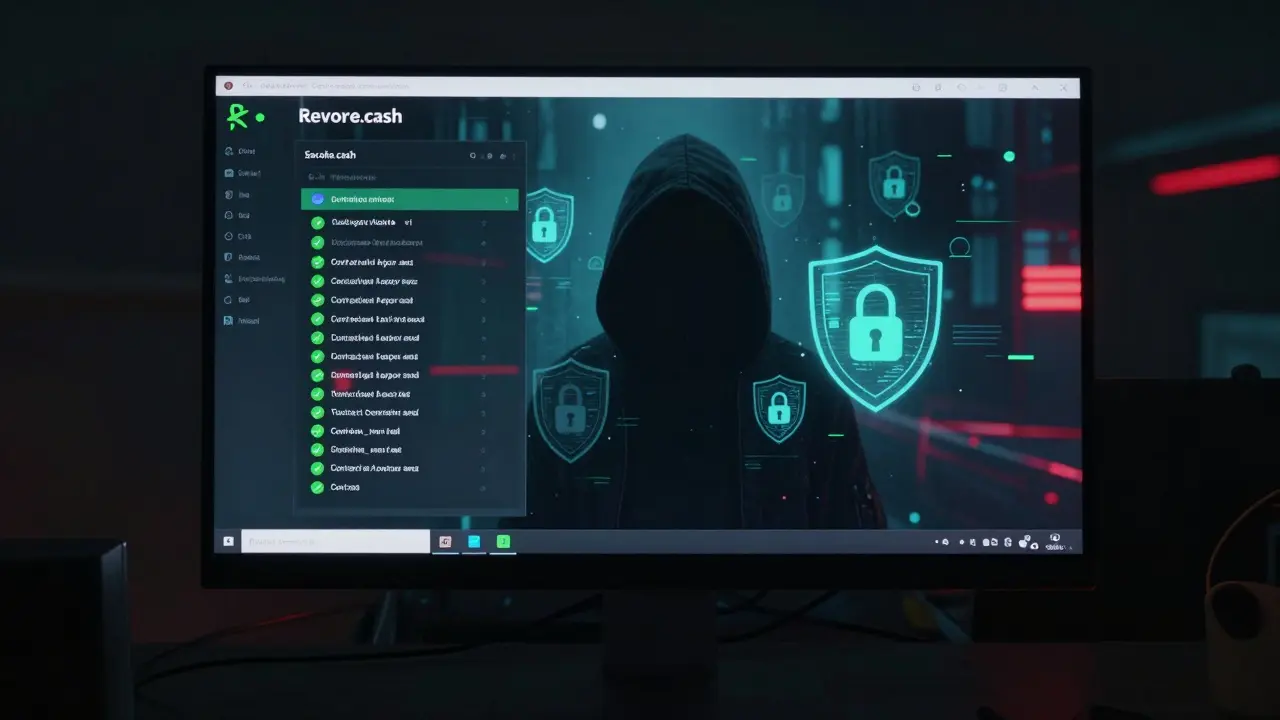 User revoking suspicious crypto permissions on a secure cyberpunk interface