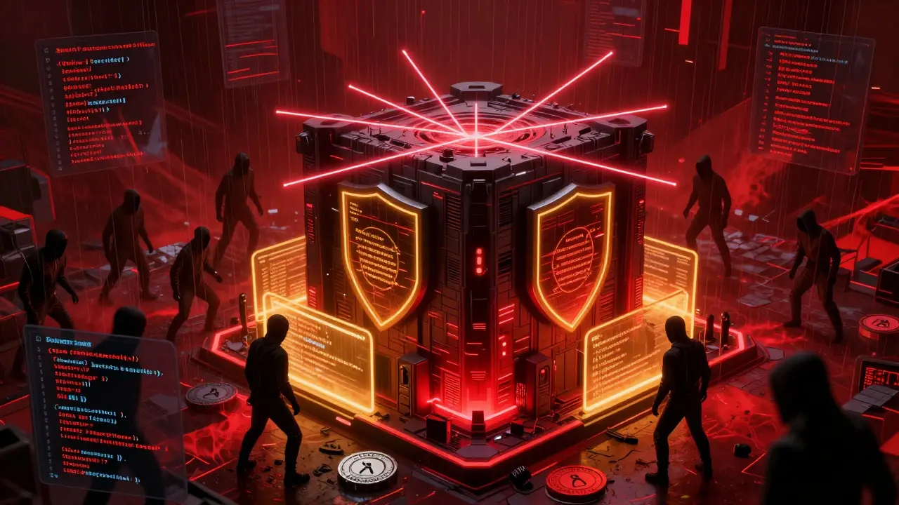 Cyberpunk fortress defending smart contracts from hacker attacks
