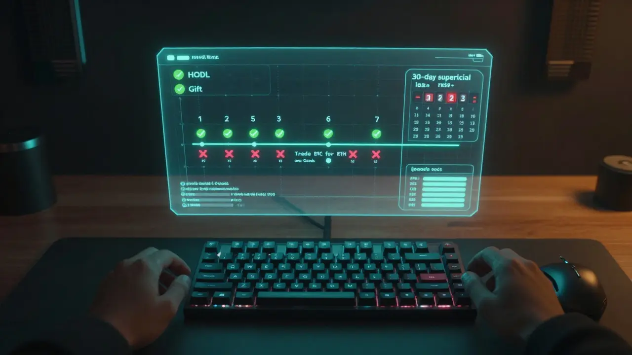 AR display showing crypto transaction rules on desk