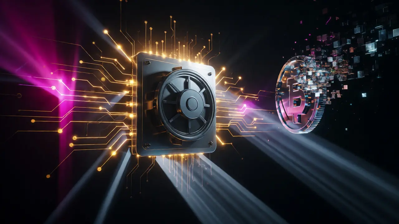 Secure digital vault shielded by glowing circuits vs dissolving glitch coin