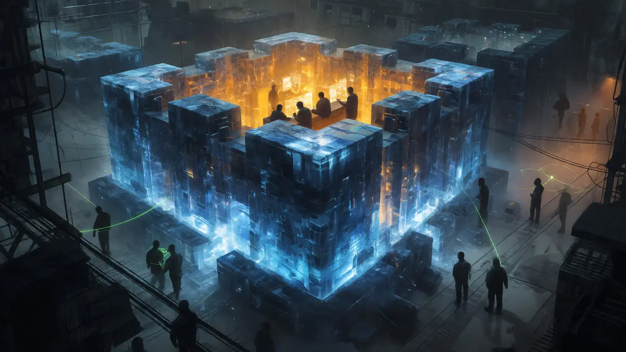 Visual metaphor of a digital fortress separating qualified investors from the general public.